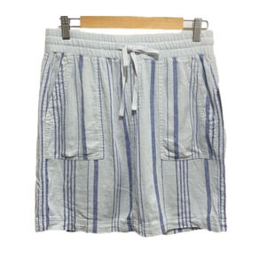 NWT SPLENDID Linen Blend Blue Stripe Drawstring SKIRT MEDIUM Bin P